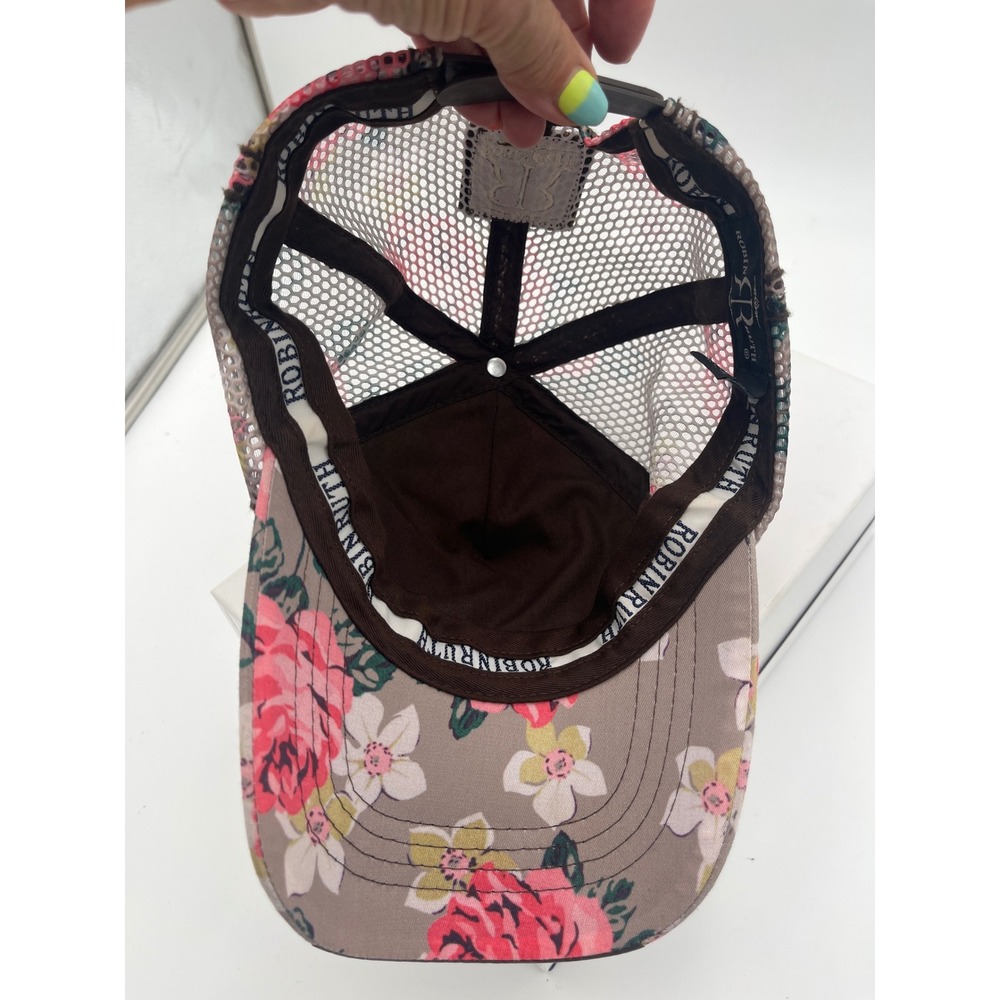 Robin Ruth Texas Floral Trucker Hat Pink Rose Quilted Snapback Mesh Cap Womens - Picture 4 of 5